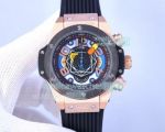 Replica Hublot Big Bang Colorful Dial Black Bezel Rose Gold Watch